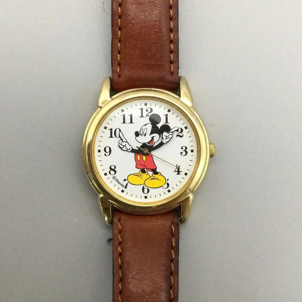 Disney Mickey Mouse Watch Women 30mm Pointing Hands 30mm Gold Tone New Battery - Picture 8 of 15